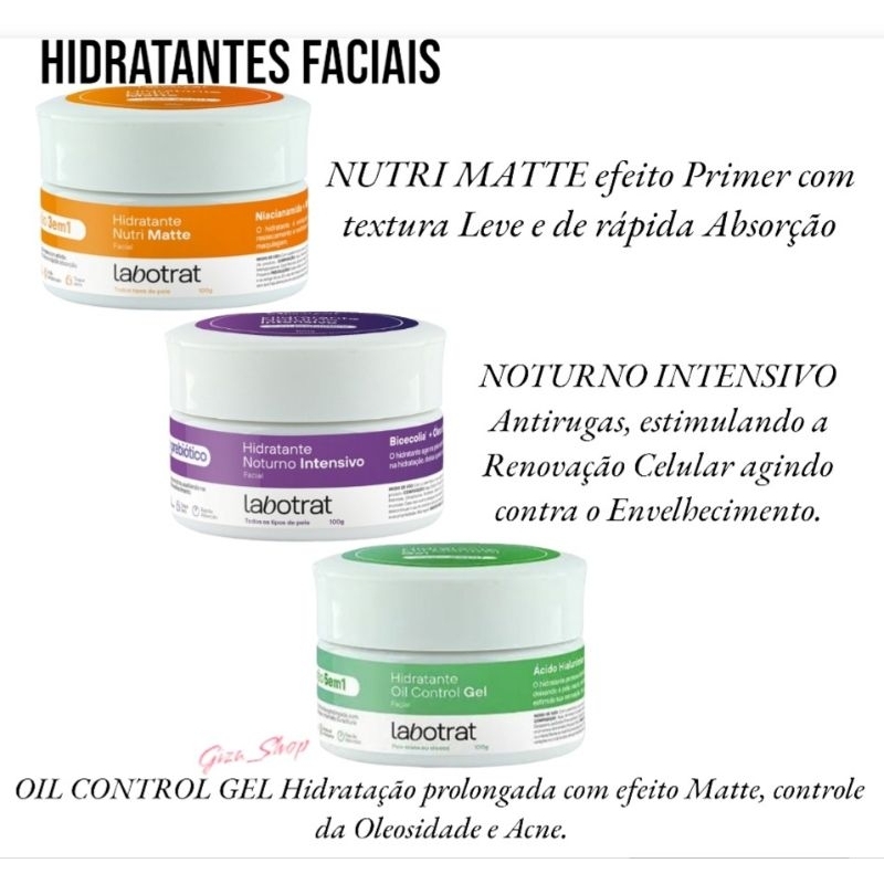 Hidratante Facial OIL CONTROL Gel 5 em 1 Labotrat 100g Controle da