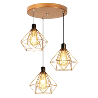 Luminária E-led Pendente Triplo Aramado Diamante Lustre 110v/220v