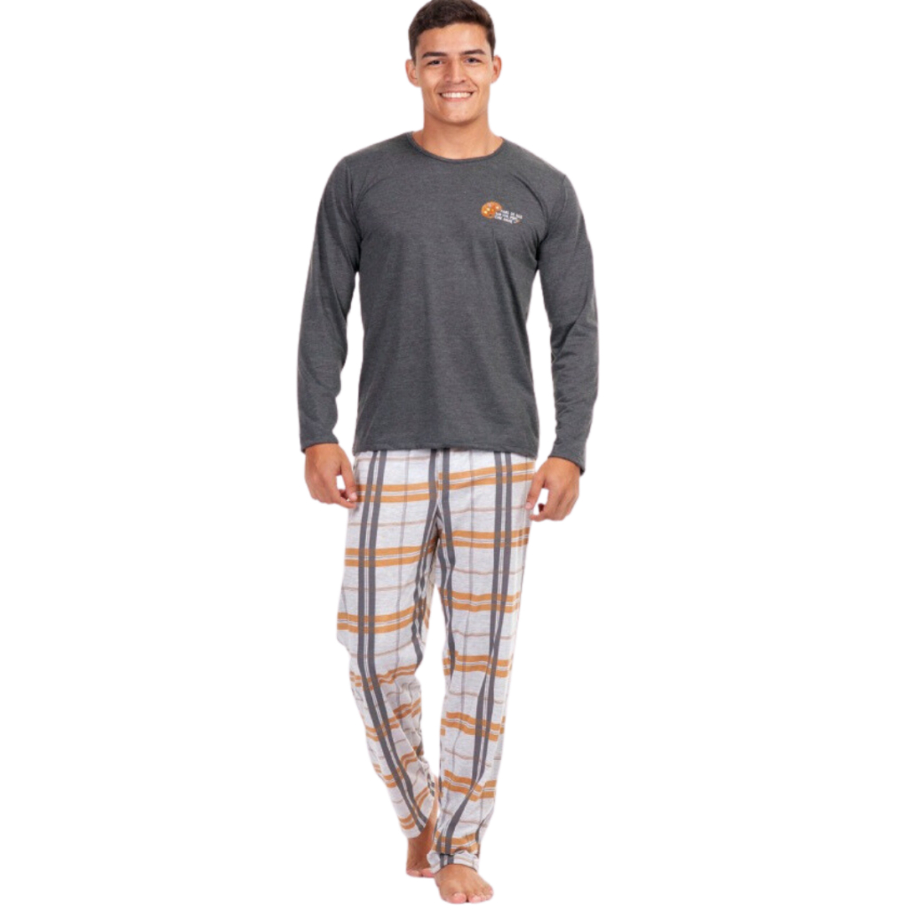 Pijama Masculino Manga Comprida Longo Roupas Masculinas Inverno Conforto Xadrez Premium em Oferta na Shopee