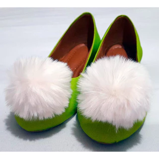 Sapatilha Verde Tinker Bell Mãe e Filha um Par Pom Pom Pronta Entrega.