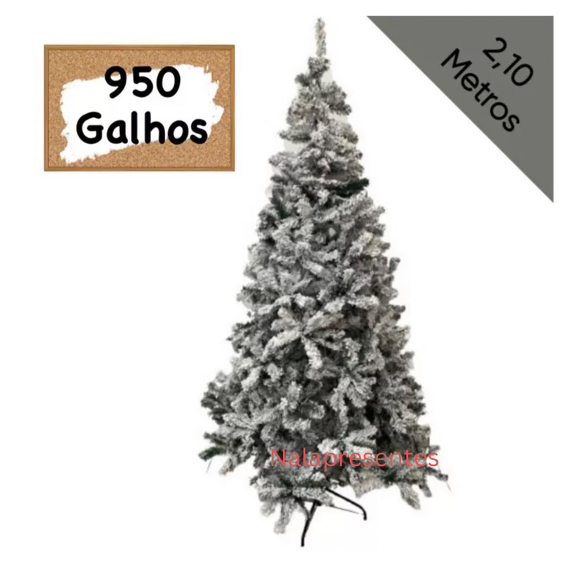 Árvore de Natal Pinheiro Neve Luxo 1,80m 650 Galhos Flocos de Neve  1,20m/1,50m/1,80m/2,10m