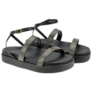 Papete Feminina Sandália Strass Brilho Tiras Glam 199 Dbrito