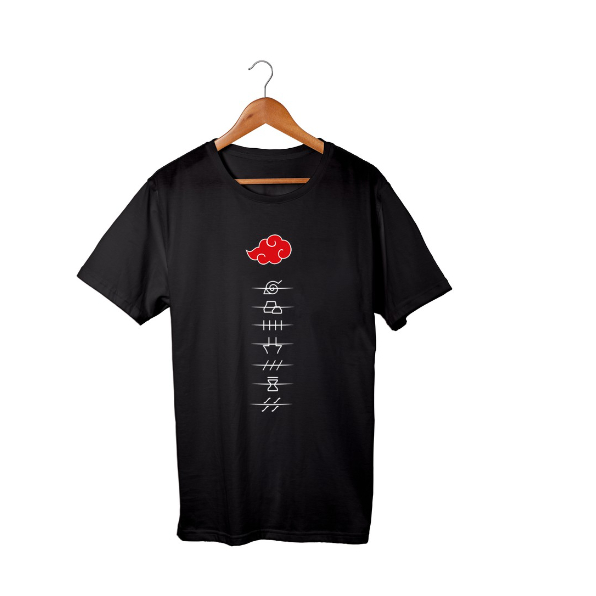 Camiseta Unissex Naruto Akatsuki Aldeias Nuvem Ombro a Ombro