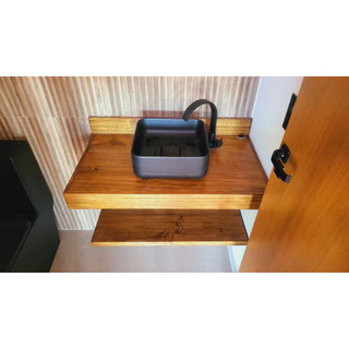 Bancada de madeira para cuba banheiro 110x45cm