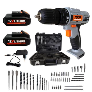 Kit Furadeira Parafusadeira Maleta 50 Acessórios FP12X50 e Bateria 12V D028 NKF