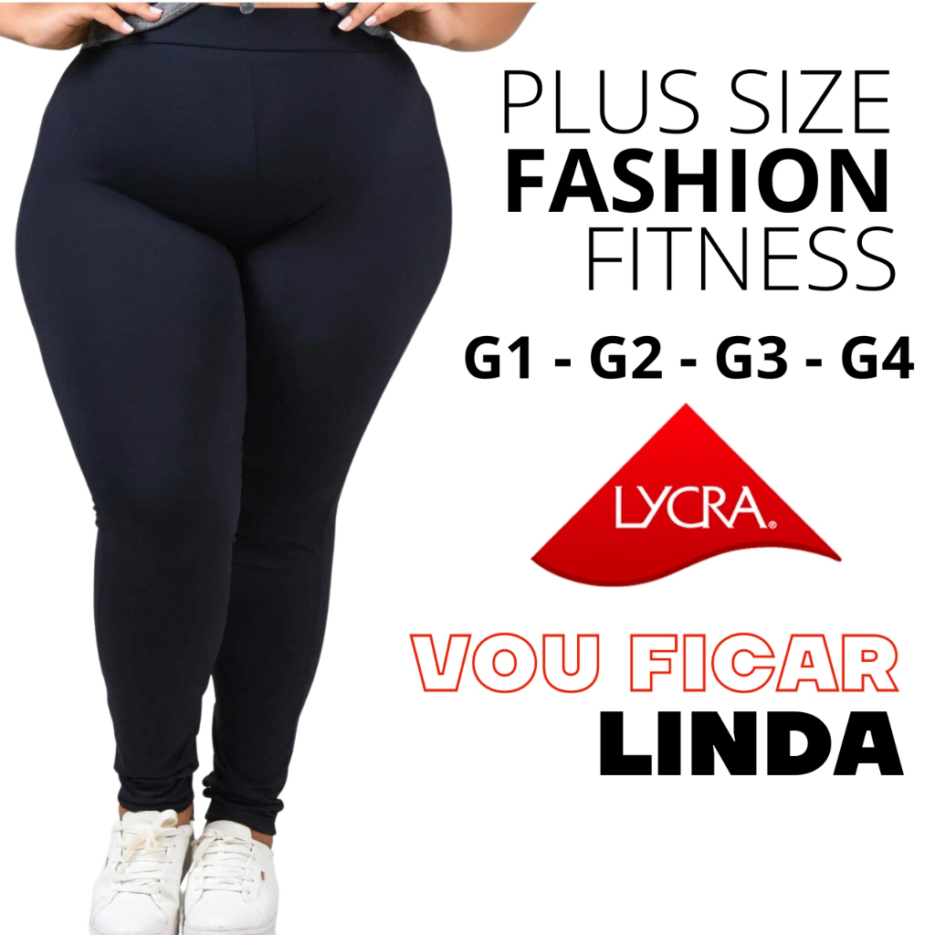 Calça Legging Plus Size Leg Suplex Fitness Grossa Zero Transparência Costura Reforçada Cintura Alta