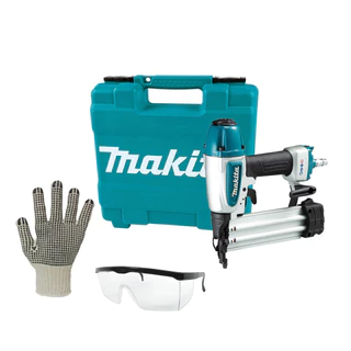 Kit Pinador Pneumático 18GA AF506 Makita e Luva de Proteção e Óculos de Proteção