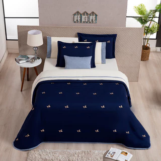 Kit Coordenado Cobre Leito + Jogo de Lençol 100% Algodão OPÇÃO Queen ou King Roupa de Cama Santorini