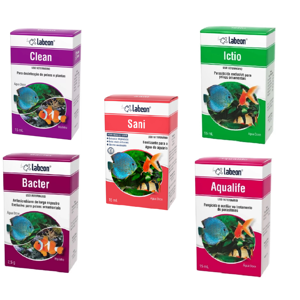 Kit Alcon Labcon Ictio + Aqualife + Bacter + Clean + Sani | Shopee Brasil