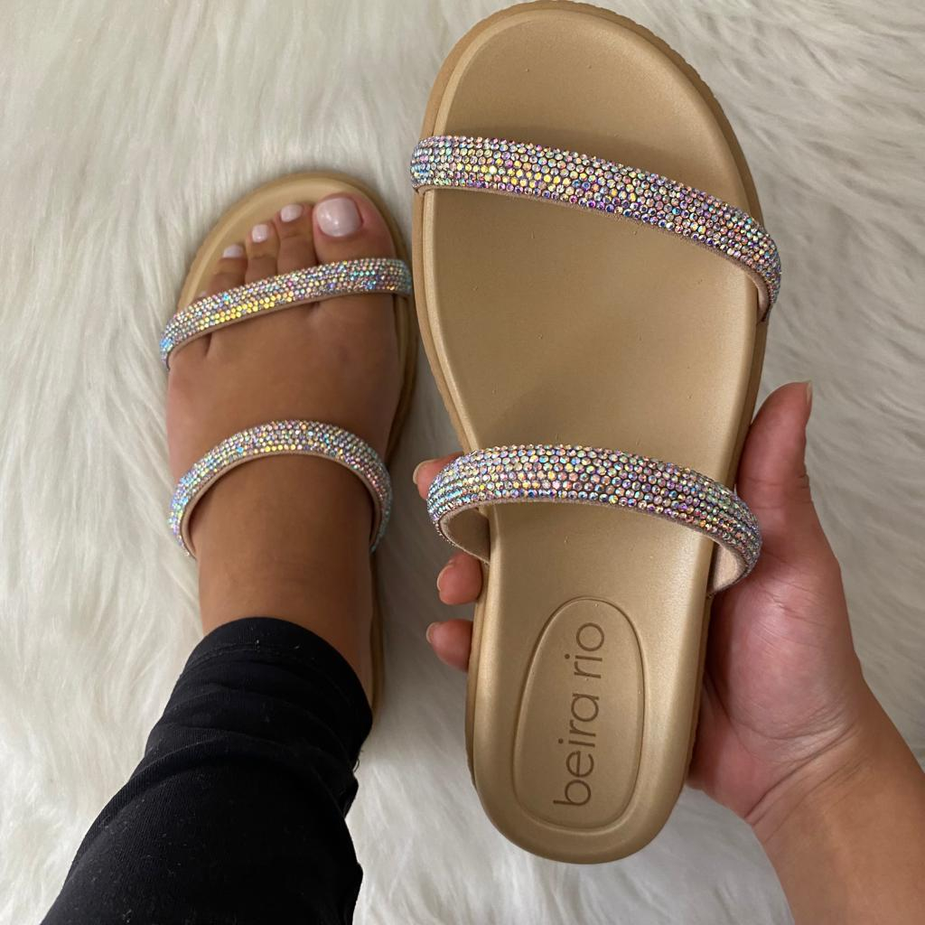 Chinelo Brilho Rasteirinha Strass Chinelo Beira Rio 8488105 | Shopee Brasil