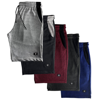 Kit 5 Bermuda Moletom Listrada Masculino Academia Treino Atacado 2 bolsos Promoção