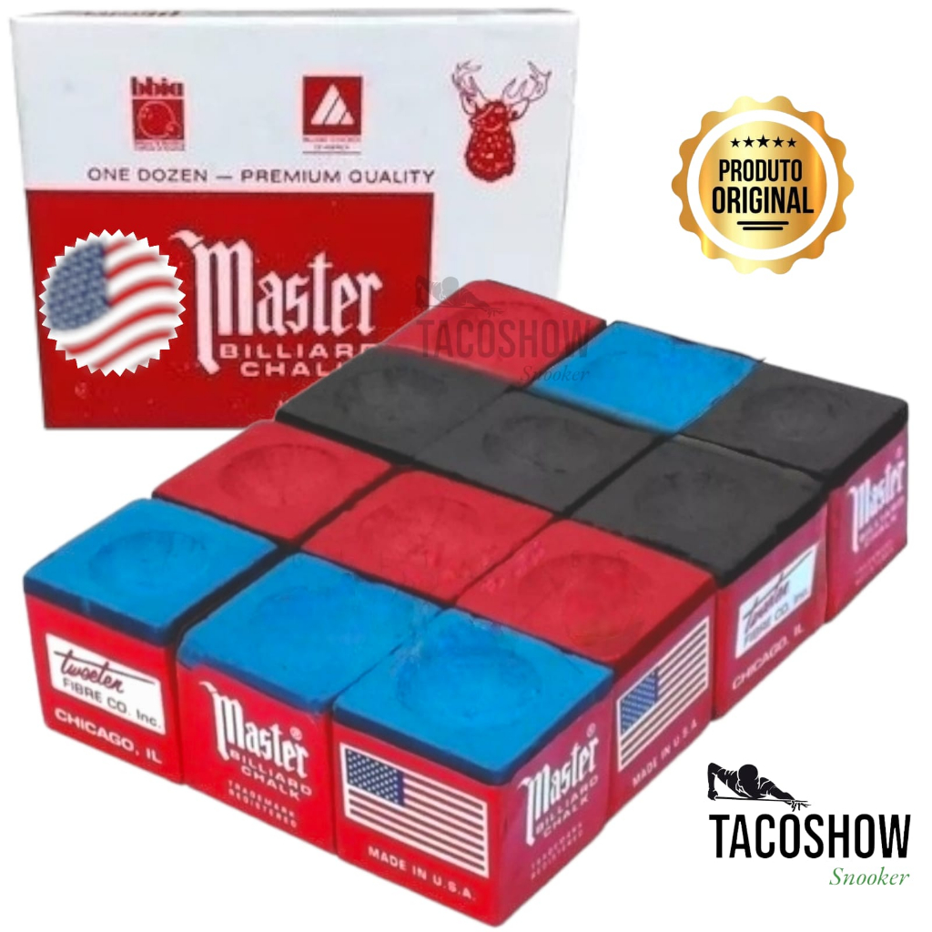 Giz Master Colorido 12 Unidades Original De Sinuca Para Taco Bilhar ...