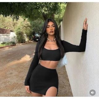 Conjunto Saia e Cropped Gringo Melanie Canelado