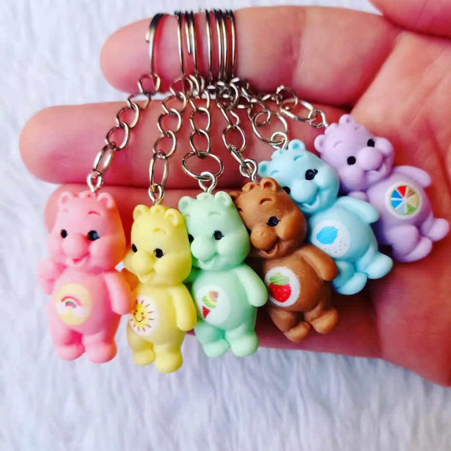 10 Chaveiros ursinhos cores sortidas, em resina - Ideal para lembrancinhas de aniversário, chá de bebê, etc...