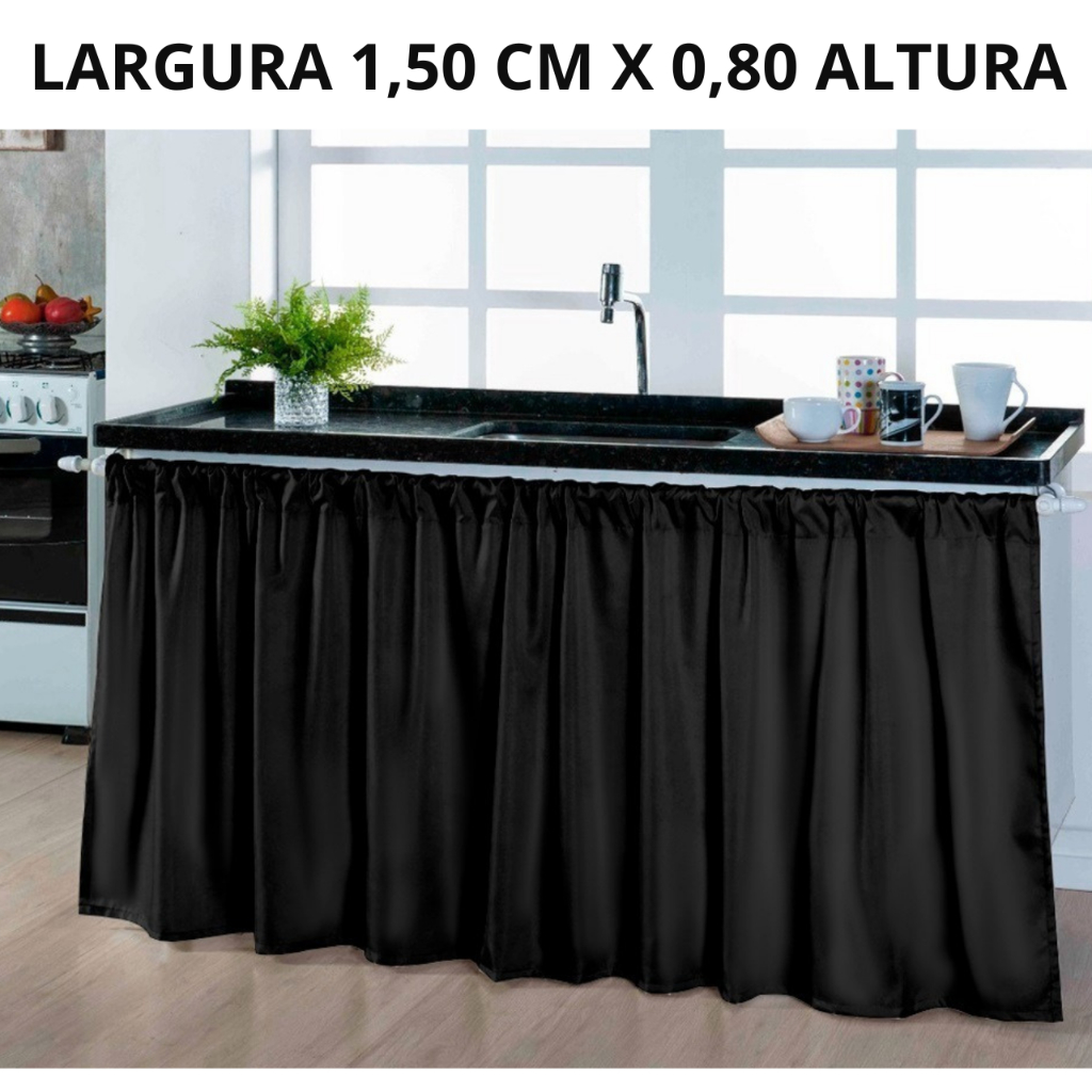 Cortina De Pia para Cozinha Tecido Oxford Decoração de Cozinha 1,50 x 0,80