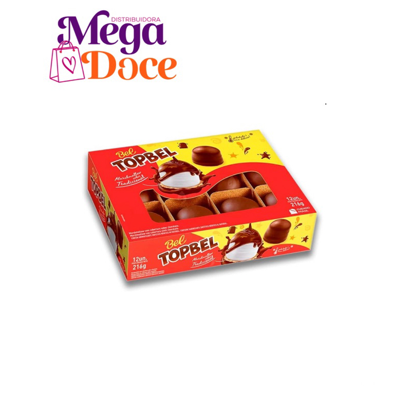 Top Bel Marshmalow cobertura chocolate caixa com 12 unidades | Shopee ...