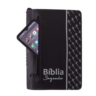 Capa para Bíblia Sagrada com Zíper e Bolso Externo Média | Numero 11 - Capa para Biblia Letra Gigante e Biblia de Estudo Média