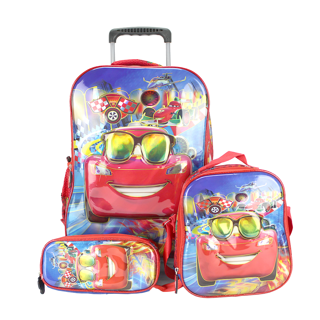 Mochila Escolar 3D Carros Completa Infantil Com Rodas | Shopee Brasil