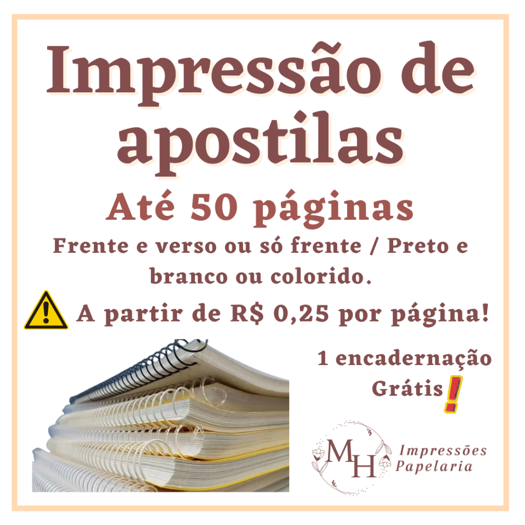 Impressão De Apostilas Até 50 Páginas Frente E Verso Ou Só Frente Shopee Brasil 9970