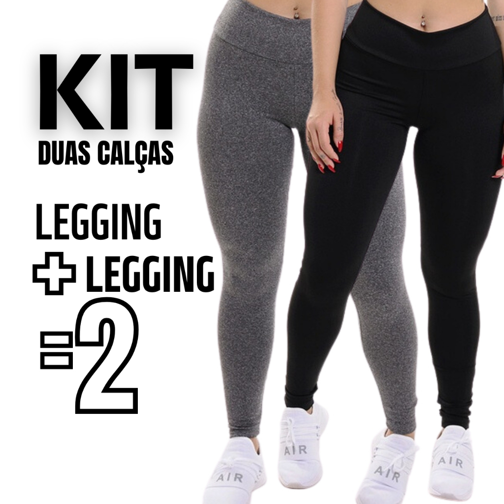 Kit C 02 Calça Legging Cintura Alta Leg Suplex Grossa Levanta Bumbum