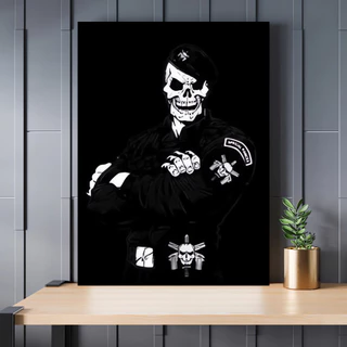 Quadro decorativo caveira policia 20x30