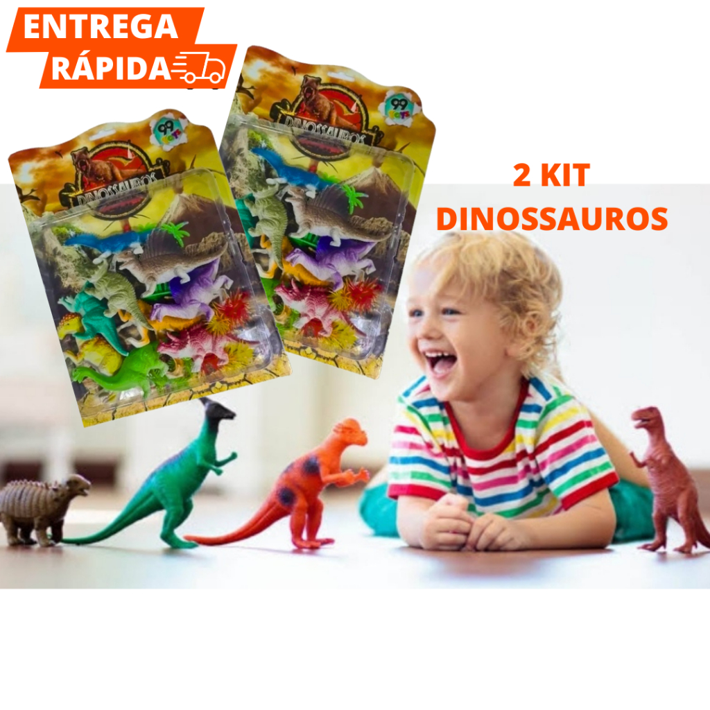 Dinossauros Com 18 Brinquedos Diferentes Para Crianças Brincar 02 Kit ...