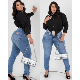 calça jeans plus size super lipo cinta modeladora levanta bumbum em  Promoção na Shopee Brasil 2024