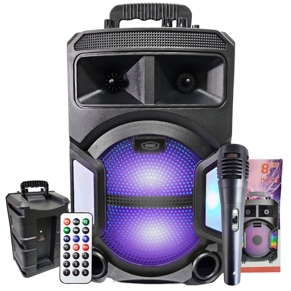 Caixa de Som Grande Potencia 1000w com LED + Microfone Fio p10 | Shopee ...