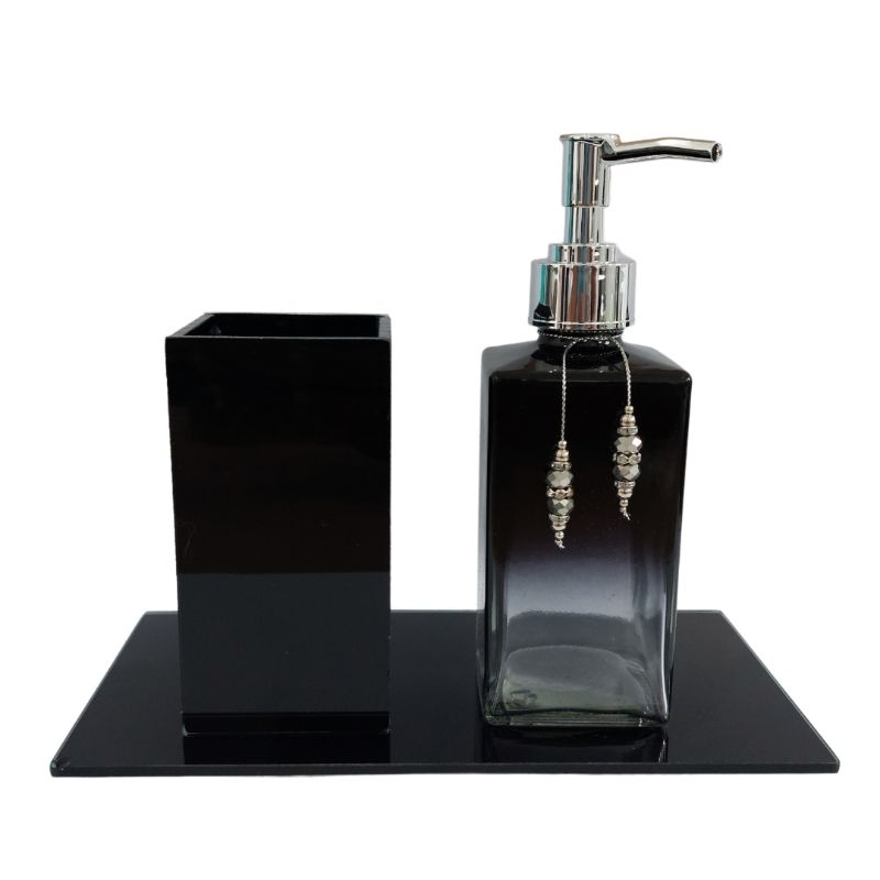 Porta Escova Com Lavabo Sabonete Liquido Squere e C/ Bandeja
