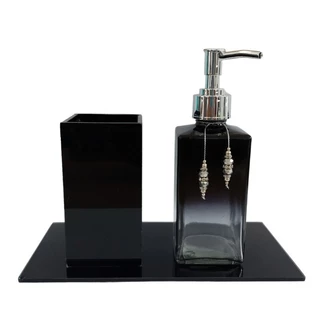 Porta Escova Com Lavabo Sabonete Liquido Squere e C/ Bandeja
