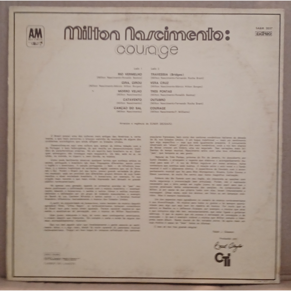 LP Disco De Vinil Milton Nascimento - Courage - Reedição LP LP Disco De Vinil Milton Nascimento - Courage - Reedição LP