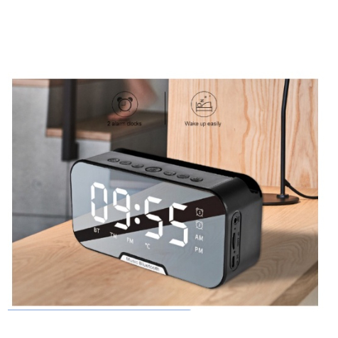 Caixa De Som com Bluetooth Rádio Fm Relógio Despertador de mesa Espelho