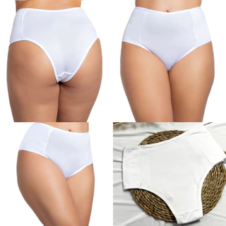 Kit com 5 Calcinhas Brancas Cintura Alta Pala Dupla Forro 100% Algodão Nâo Marca Cós Alto Com um Ultra Conforto