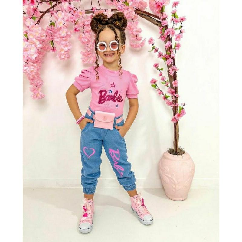 Conjunto Feminina Barbie Girl Kit Roupas De Luxo Juvenil Blogueirinha