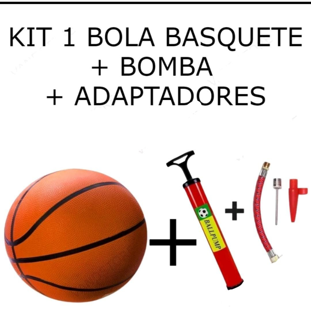 Bola Basquete Basketball Número 7 Tamanho Oficial E Bomba Para Encher Bico  Duplo