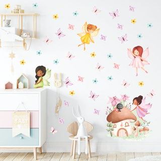 Adesivos de Parede infantil Fadinhas, Fadas, Borboletas e Flores decoração quarto de bebê