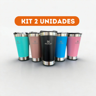 Kit 2 Copos Térmicos Inox Com Tampa e Abridor 497ml