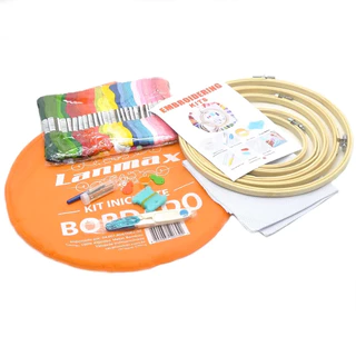 Kit Bordado Iniciante Lanmax Ponto Cruz + 50 Linhas Agulhas tesoura + 5 Bastidores Completos + 25 agulhas + 2 étamine 30x30, bordadeira, costura bordado