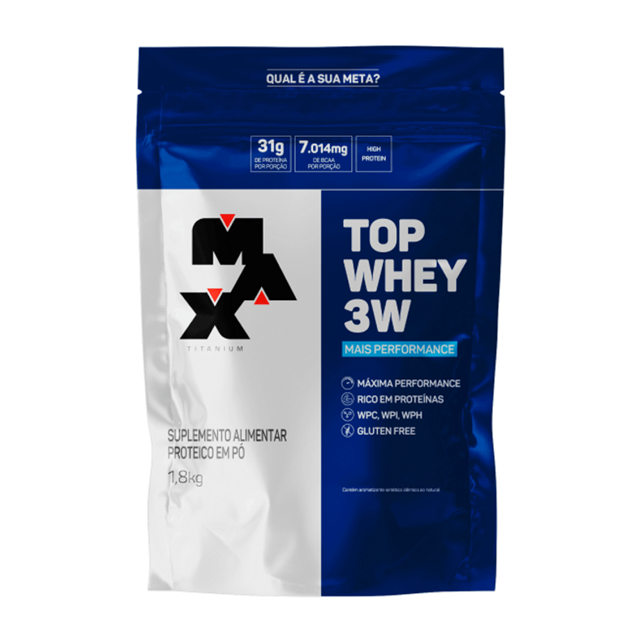Top Whey 3w 1,8kg + Performance – Max Titanium – Refil