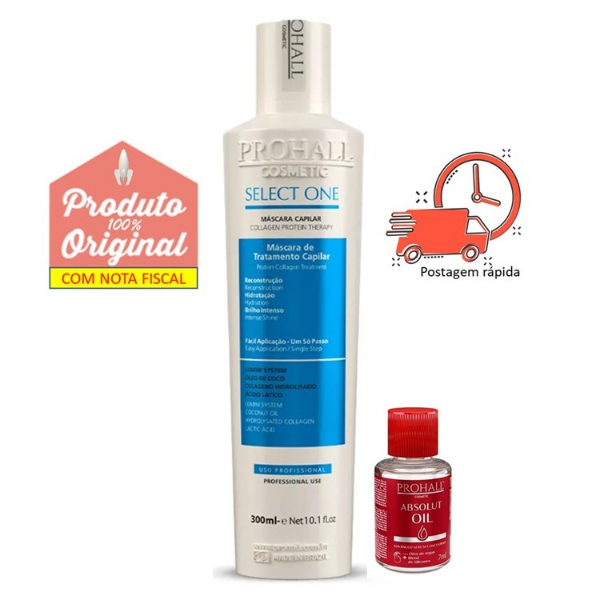 Prohall Select One Organica 300ml Selagem Orgânica E Realinhamento Capilar óleo De Argan 7ml