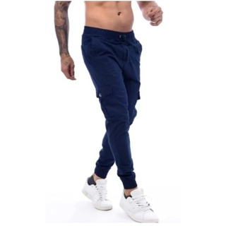 Calça cargo jogger masculino sarja e jeans coloridas com elástico pronta  entrega top em Promoção na Americanas