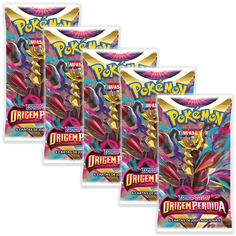 5 Booster Pokémon Espada e Escudo Origem Perdida Original Copag ...
