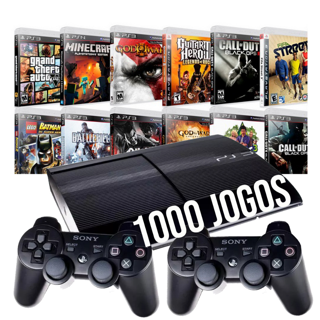 Ps3 Super Slim + 45 Jogos + 2 Controles Gta5, Fifa, Minecraft Cor