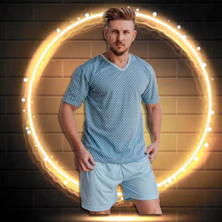 Pijama Masculino Camisa Manga Curta E Short Curto em Oferta na Shopee