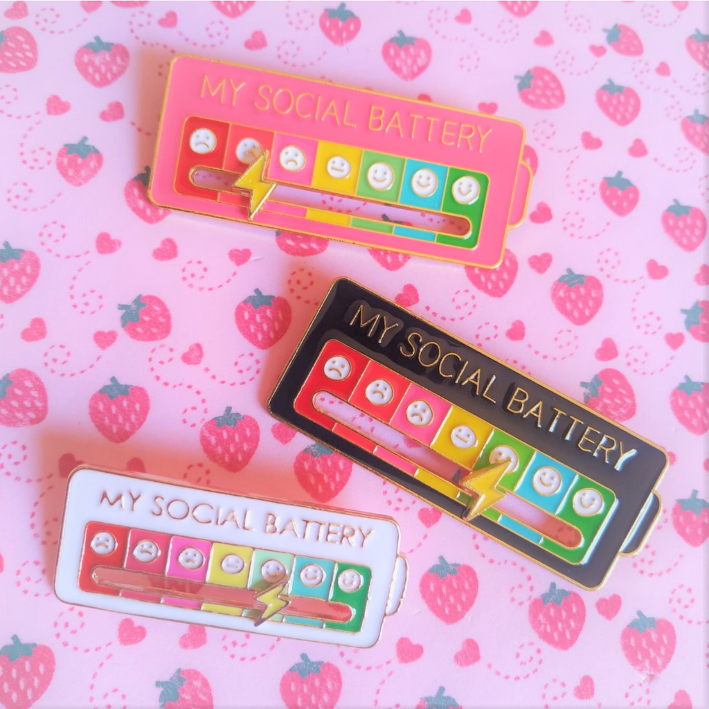 2 Stuks My Social Pin, Grappige Sociale Batterij Pinnen Voor Zelfexpressie Mode Accessoire Voor Rugzakken Jassen En Hoeden