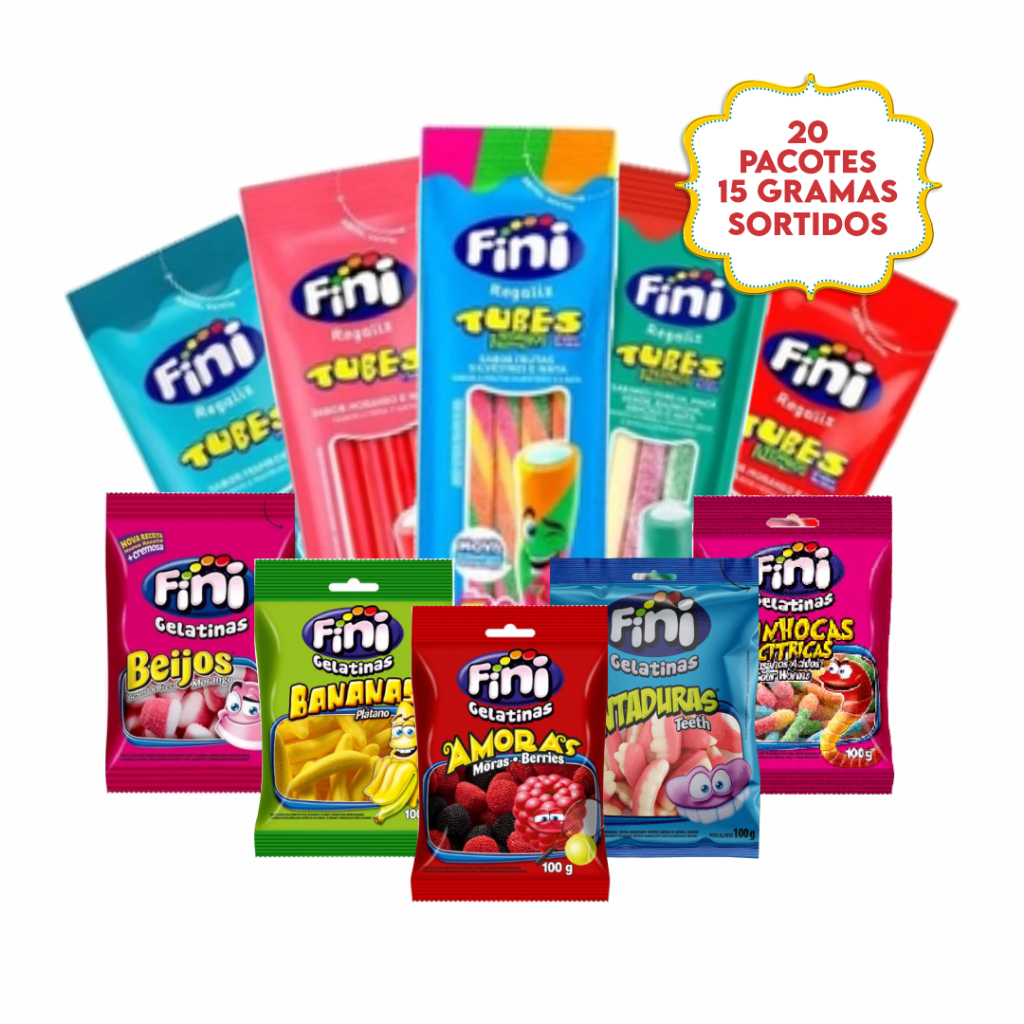 Kit Com 20 Pacotes de Bala Fini Original Sabores Sortidos 15gr | Shopee ...