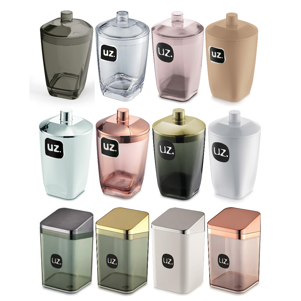 Porta Algodão e Cotonete Slim Luxo - Acrílico 12,7cm x 7,5cm, Branco, Onix ou Rose Gold – Uz. - Preço Justo!