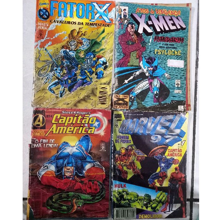 Gibi/HQ's diversas da Marvel (Marvel 97; Steve Rogers; Capitão América; Fator X; X-men; Demolidor; Hulk; Homem de Ferro)