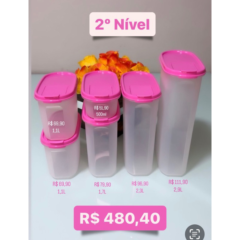 Tupperware Kit Modular de potes Traslucido e rosa | Shopee Brasil