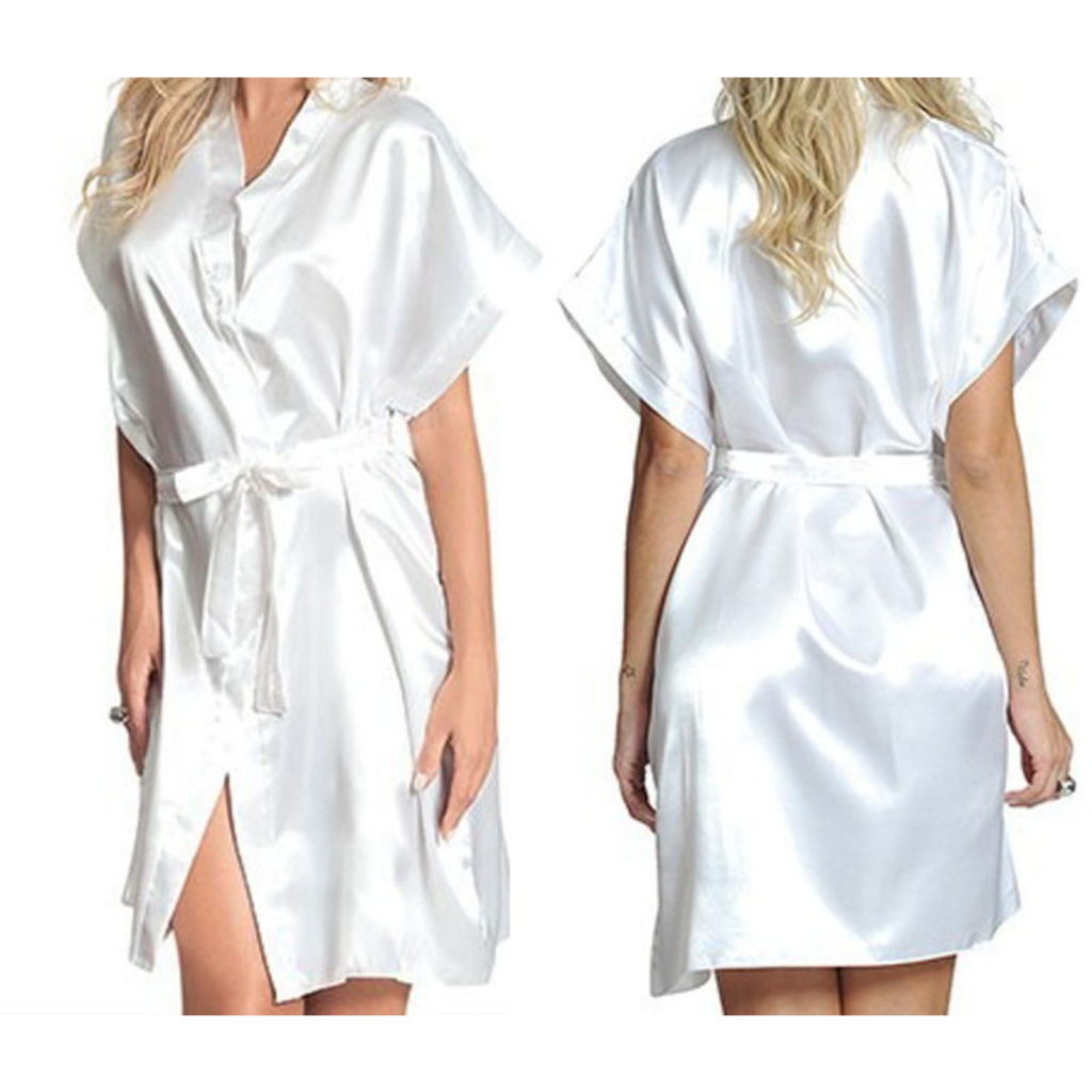 Robe Cetim Branco Curto Sem Bordado Para Noivas | Shopee Brasil